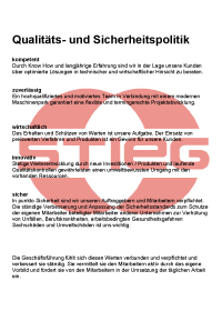 Qualitaets und Sicherheitspolitik der Stieg GmbH